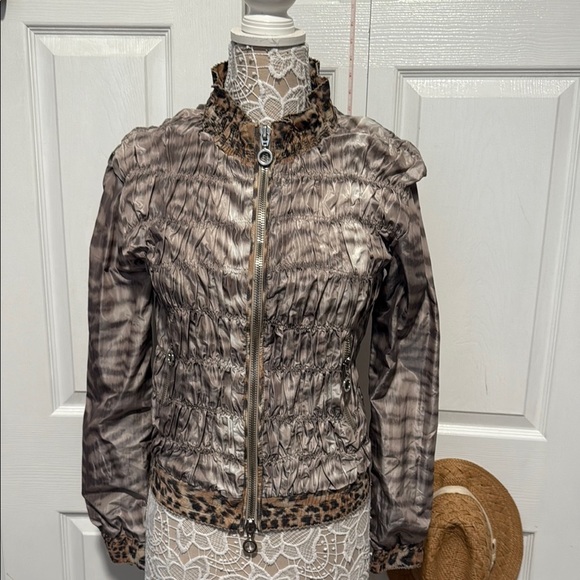 Alberto Makali Leopard Accent Bomber Jacket - Picture 1 of 10